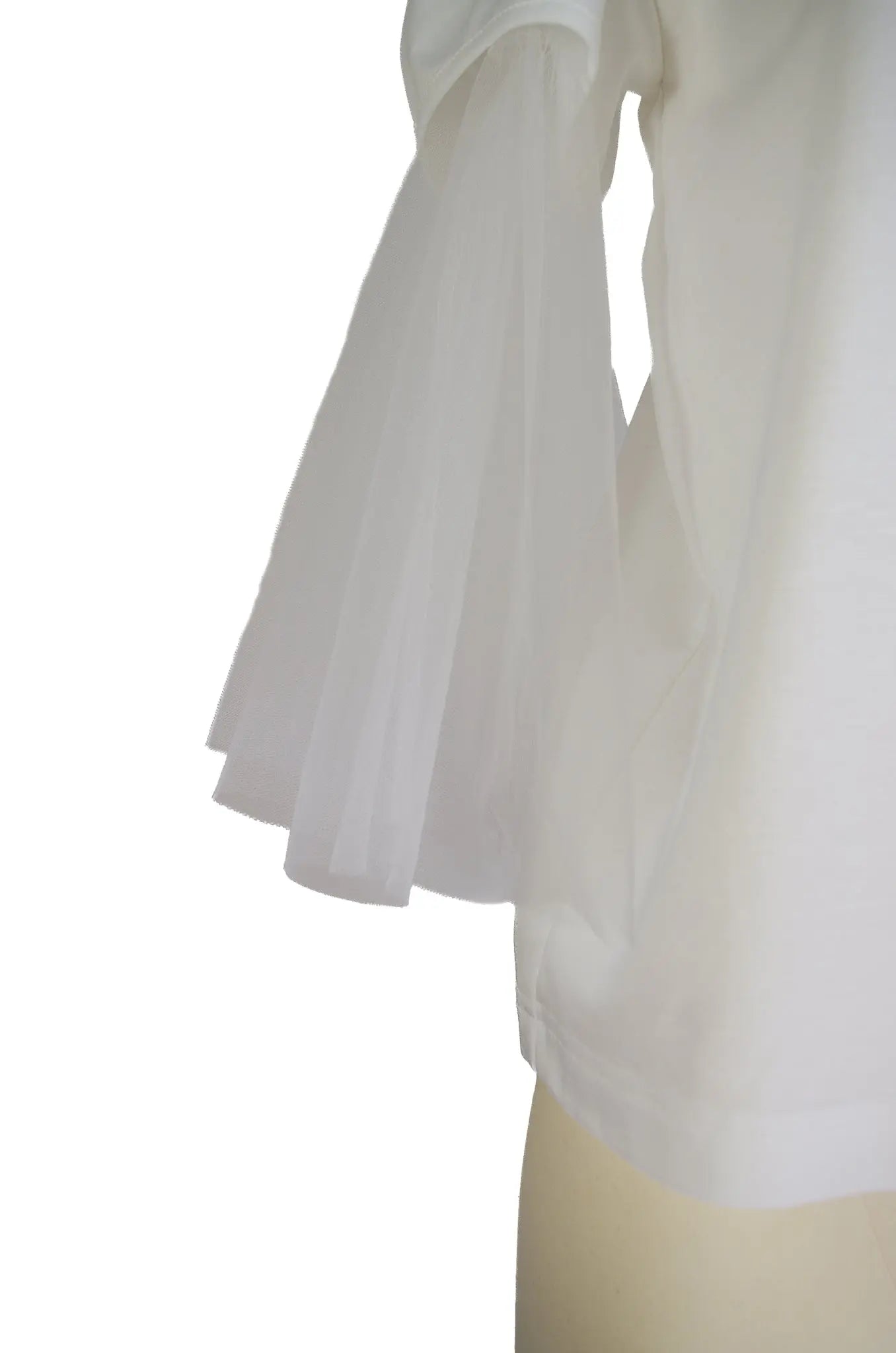 Top Blanc Neuf à Manches Volumineuses en Tulle – noir kei ninomiya (Made in Japan, AD2023)