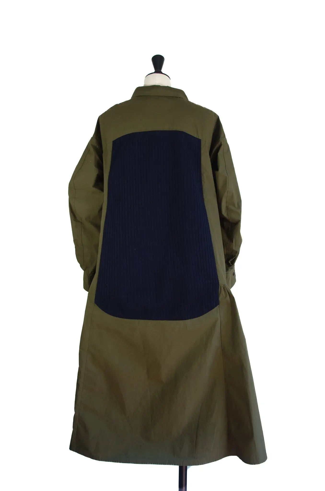 Robe Longue Kaki & Marine en Coton et Laine – RUMCHE (Made in Japan) 