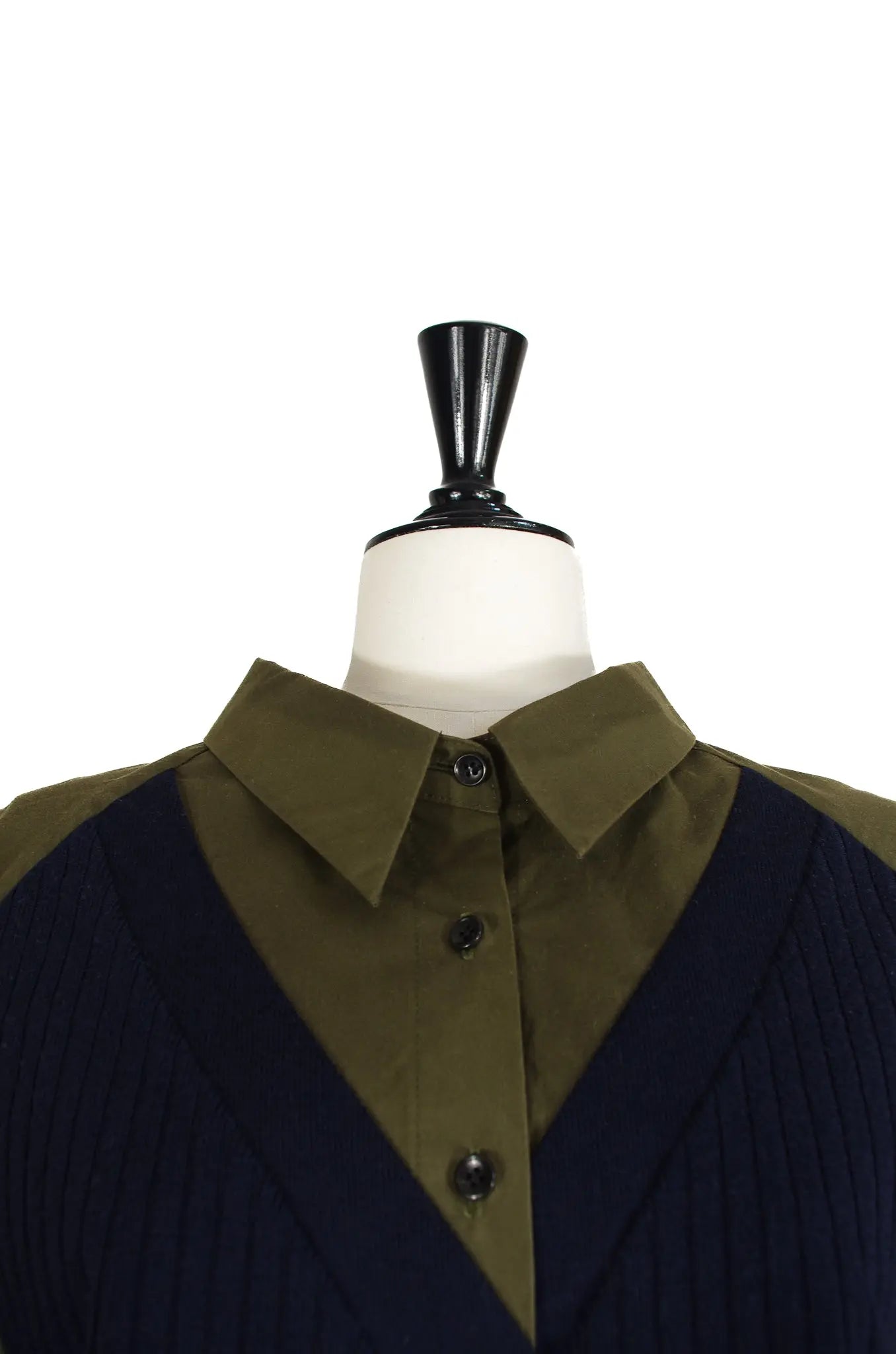 Robe Longue Kaki & Marine en Coton et Laine – RUMCHE (Made in Japan) 