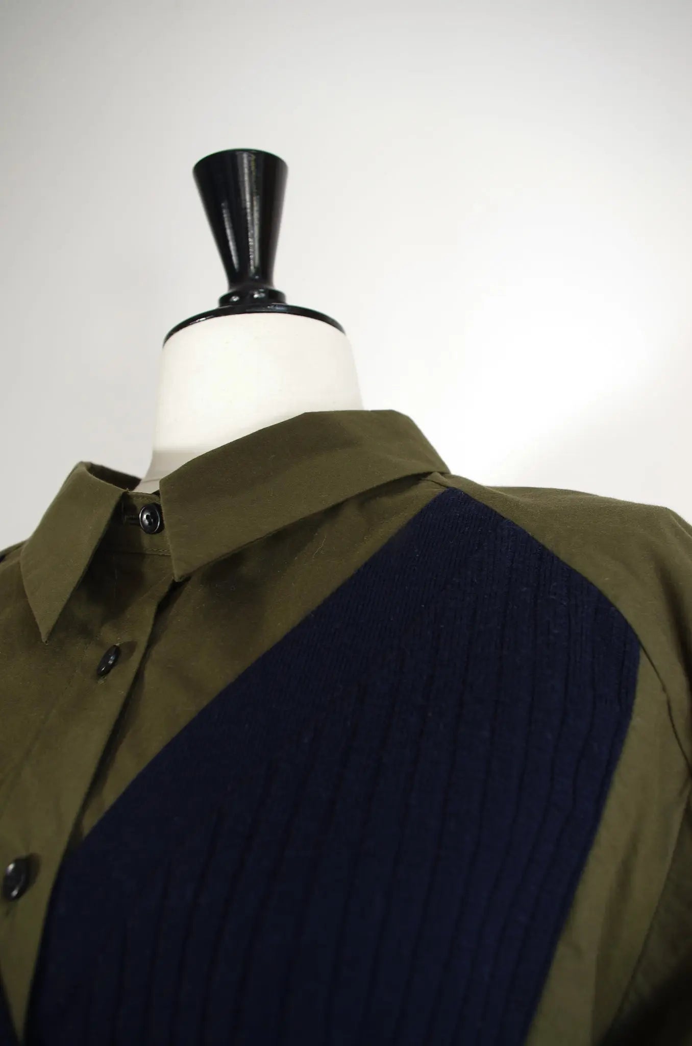 Robe Longue Kaki & Marine en Coton et Laine – RUMCHE (Made in Japan) 