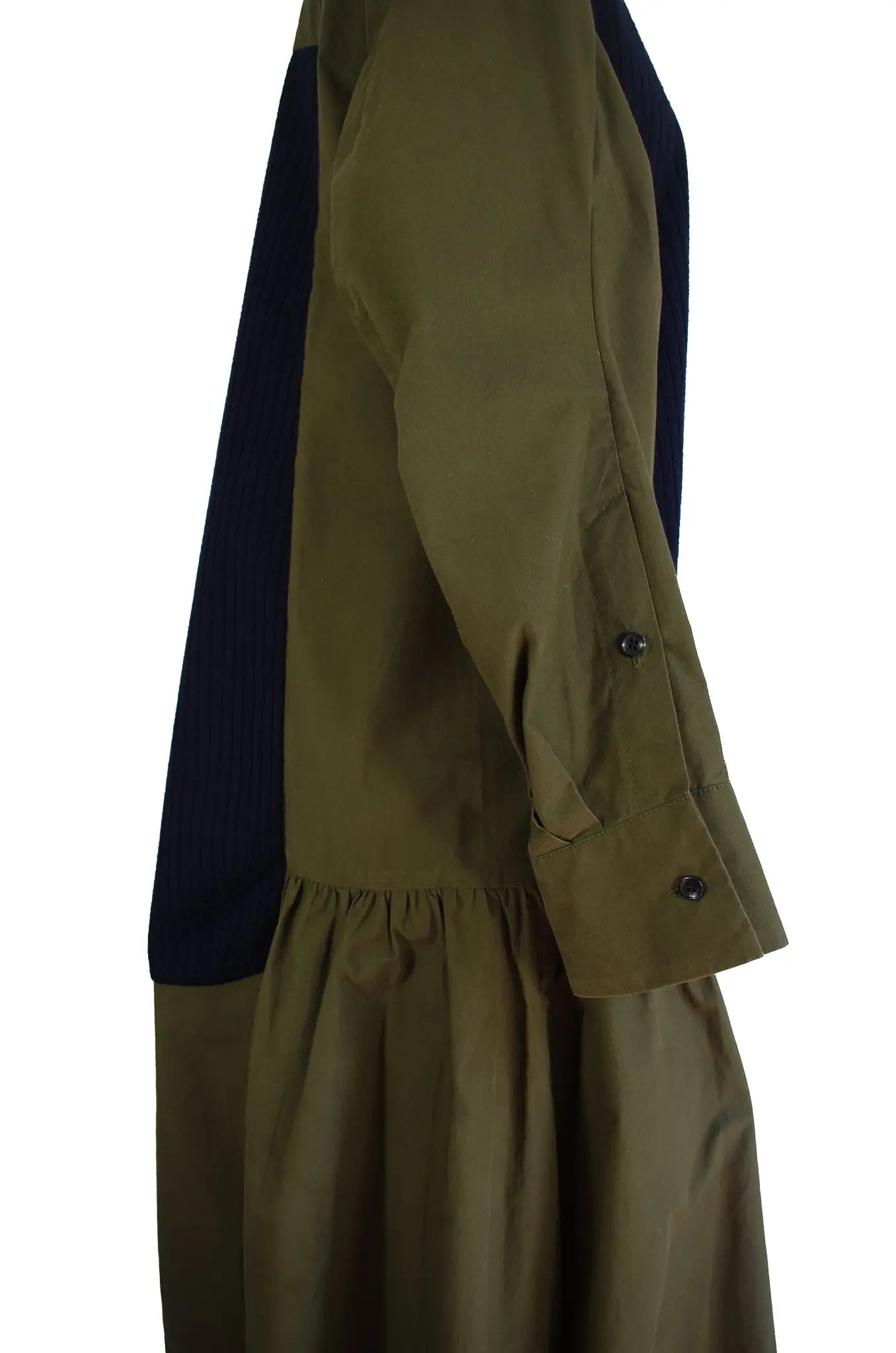 Robe Longue Kaki & Marine en Coton et Laine – RUMCHE (Made in Japan) 