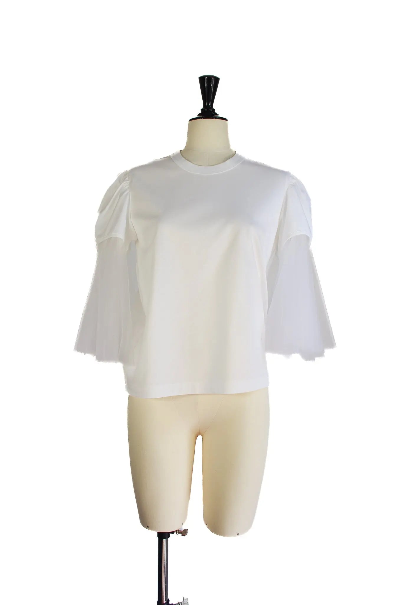 Top Blanc Neuf à Manches Volumineuses en Tulle – noir kei ninomiya (Made in Japan, AD2023) 