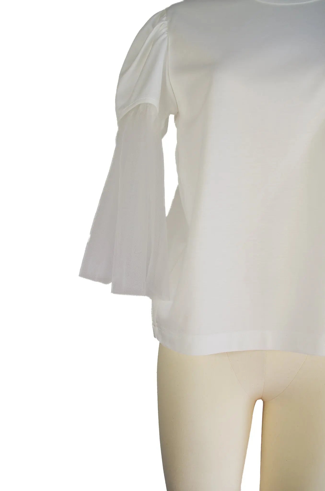 Top Blanc Neuf à Manches Volumineuses en Tulle – noir kei ninomiya (Made in Japan, AD2023) 