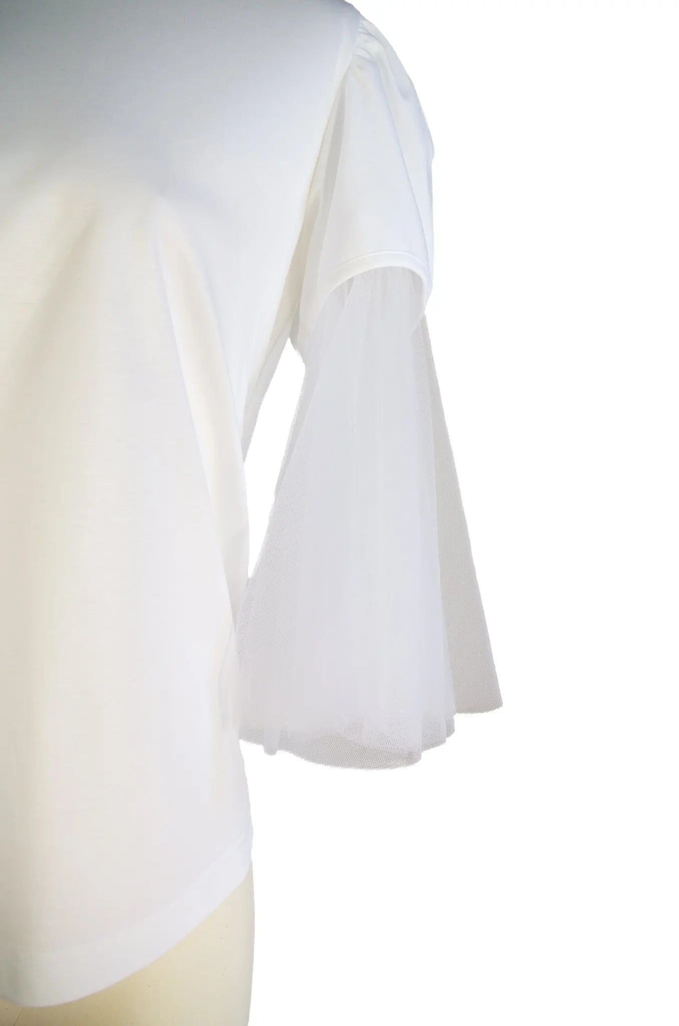 Top Blanc Neuf à Manches Volumineuses en Tulle – noir kei ninomiya (Made in Japan, AD2023) 