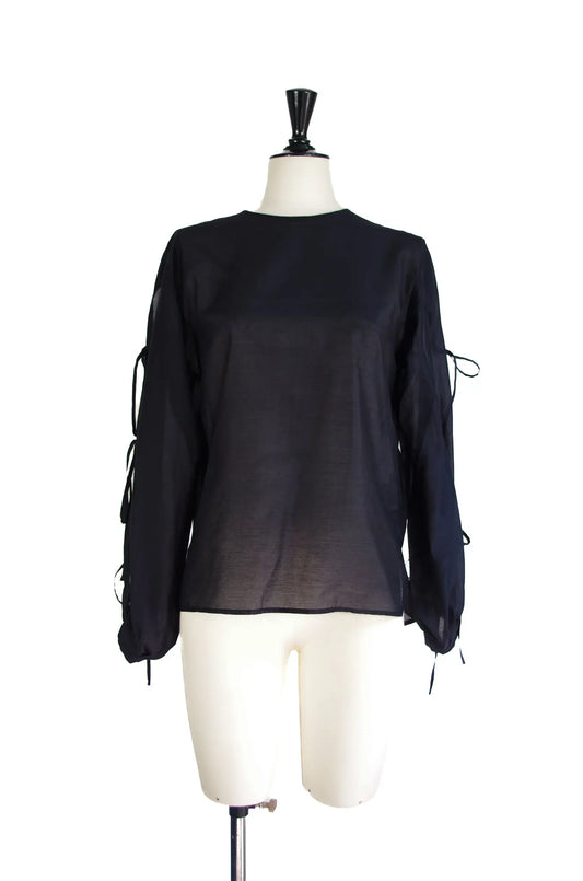 Top Bleu Marine à Manches Nouées – ESTNATION (Made in Japan) 